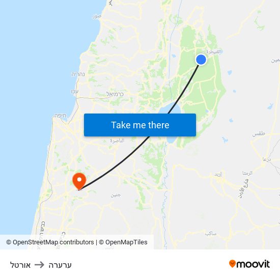 אורטל to ערערה map