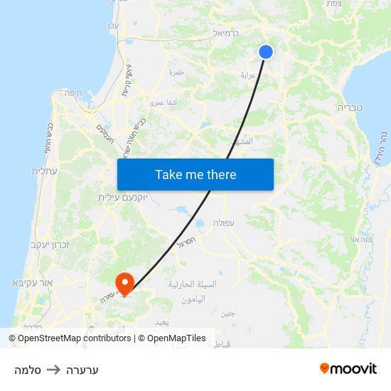 סלמה to ערערה map