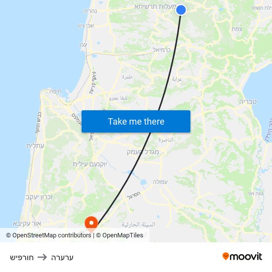 חורפיש to ערערה map