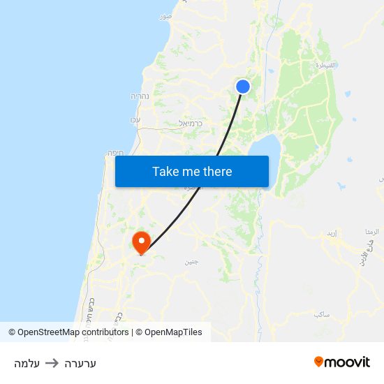 עלמה to ערערה map