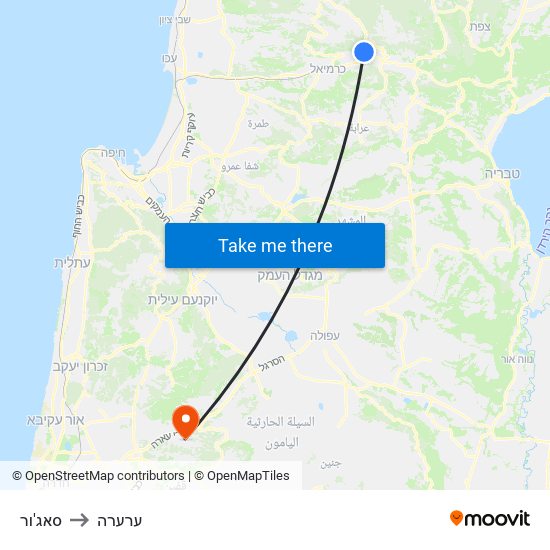 סאג'ור to ערערה map