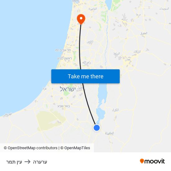 עין תמר to ערערה map