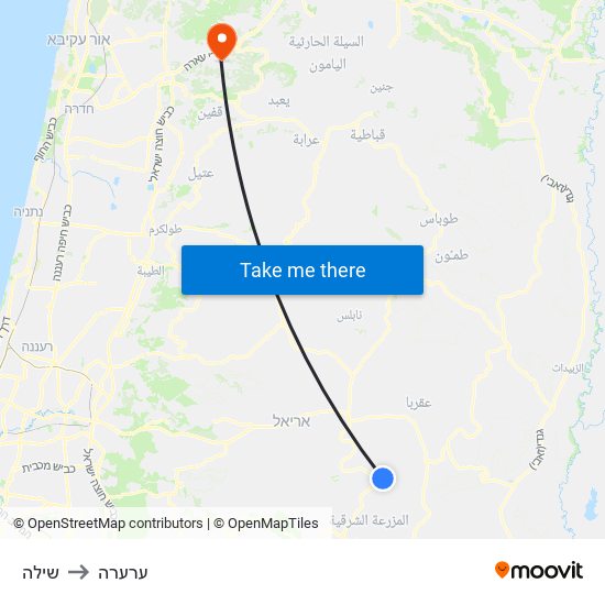 שילה to ערערה map