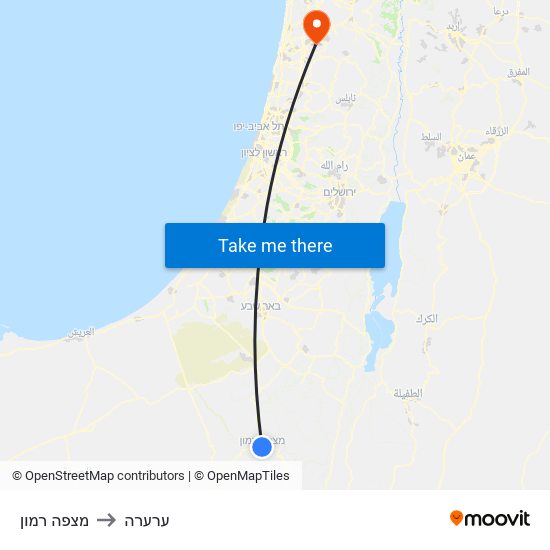 מצפה רמון to ערערה map