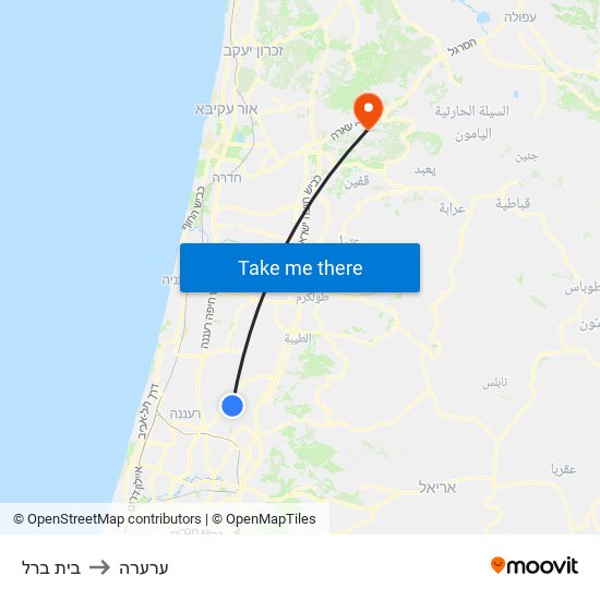 בית ברל to ערערה map