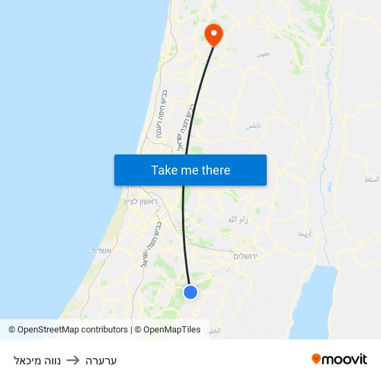 נווה מיכאל to ערערה map