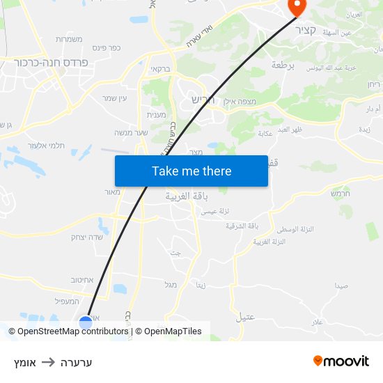 אומץ to ערערה map