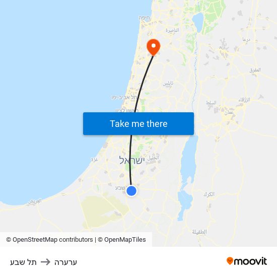 תל שבע to ערערה map