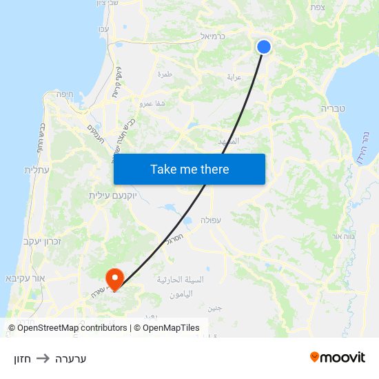 חזון to ערערה map