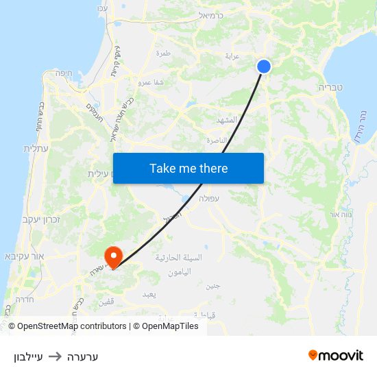 עיילבון to ערערה map