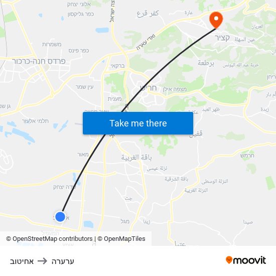 אחיטוב to ערערה map