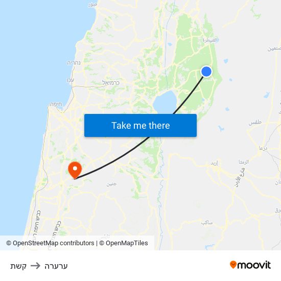 קשת to ערערה map