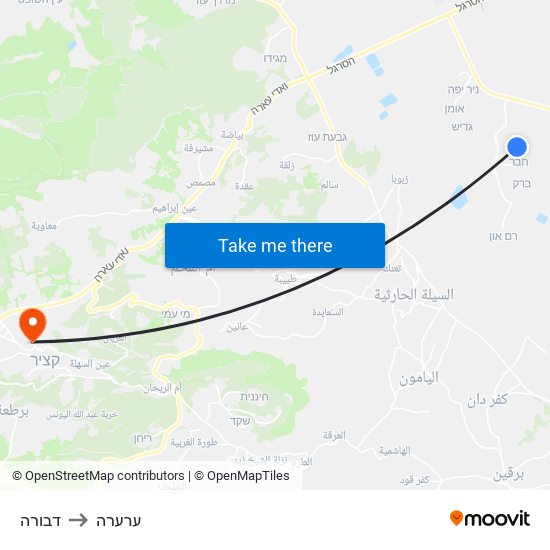 דבורה to ערערה map