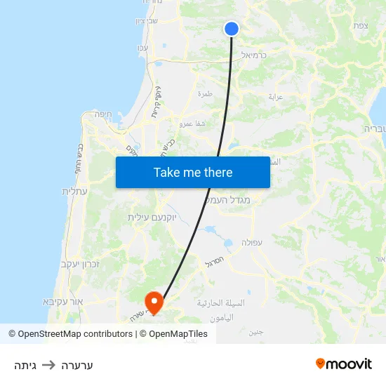 גיתה to ערערה map