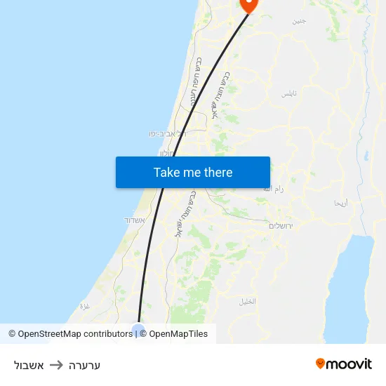 אשבול to ערערה map