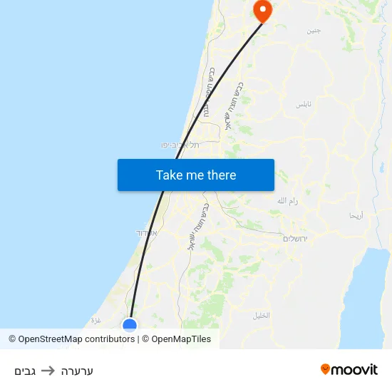 גבים to ערערה map