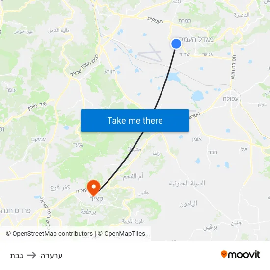גבת to ערערה map