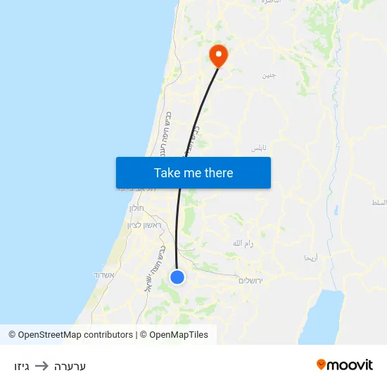 גיזו to ערערה map