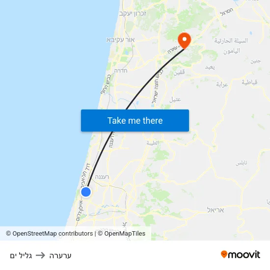 גליל ים to ערערה map
