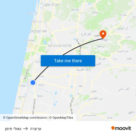 גאולי תימן to ערערה map