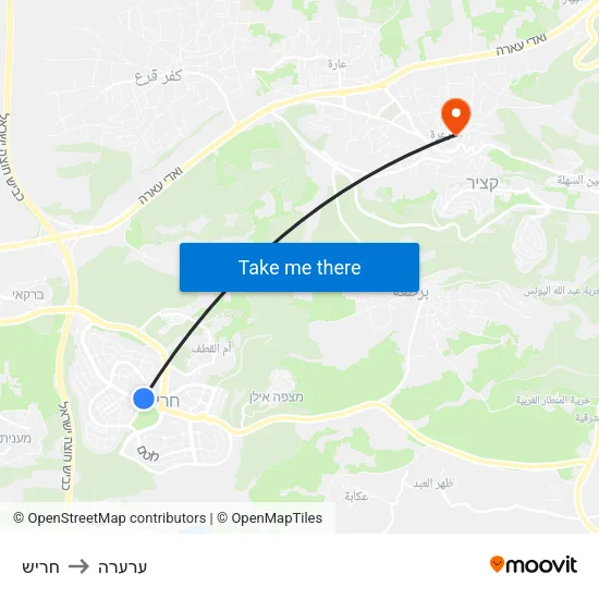 חריש to ערערה map