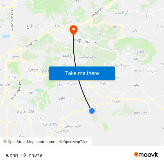 חרמש to ערערה map