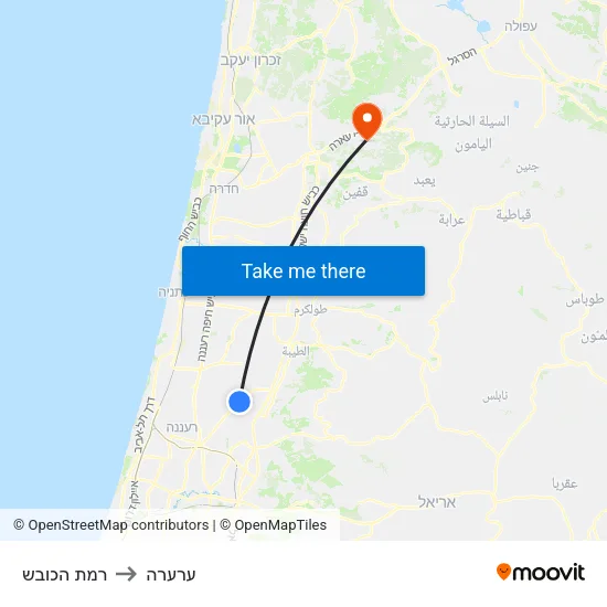רמת הכובש to ערערה map