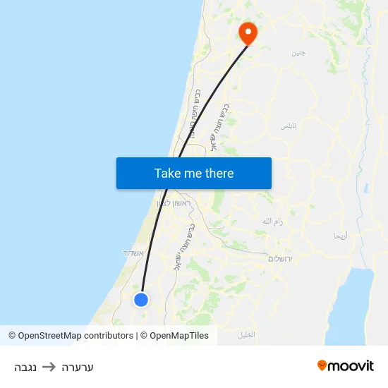 נגבה to ערערה map