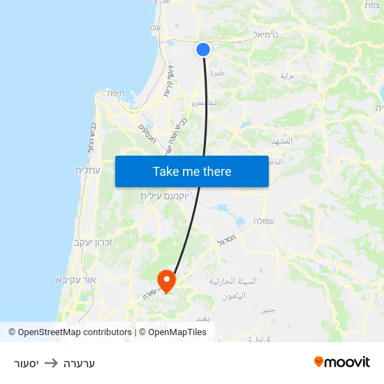יסעור to ערערה map