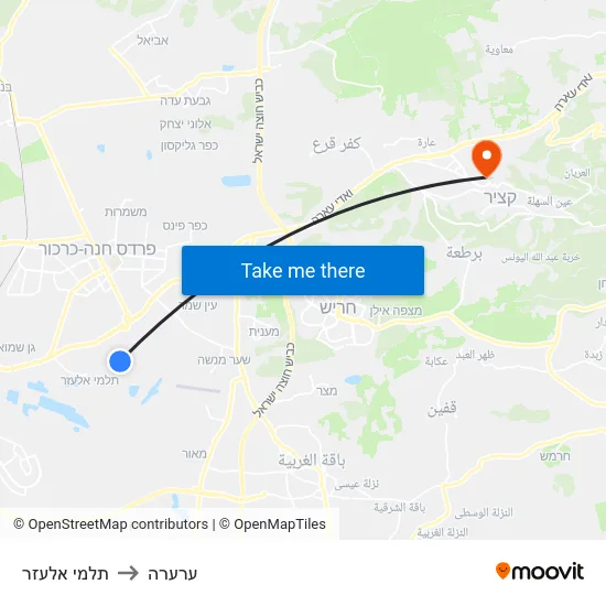 תלמי אלעזר to ערערה map
