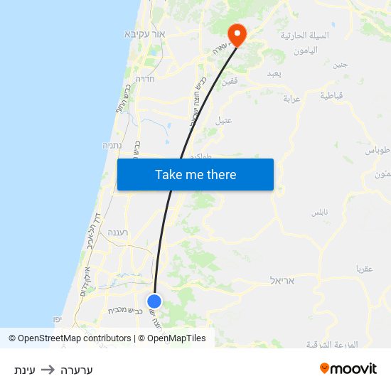 עינת to ערערה map