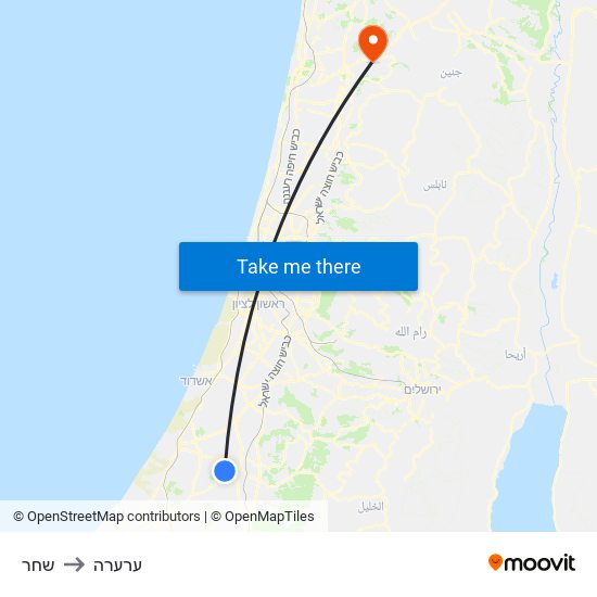 שחר to ערערה map