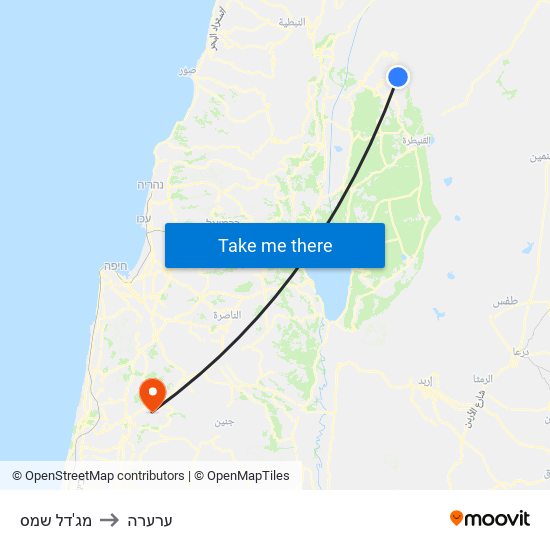 מג'דל שמס to ערערה map