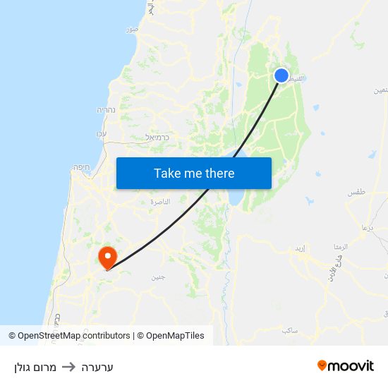 מרום גולן to ערערה map