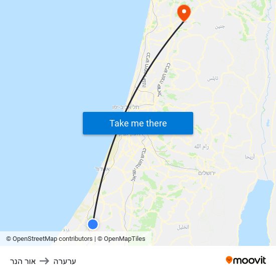 אור הנר to ערערה map