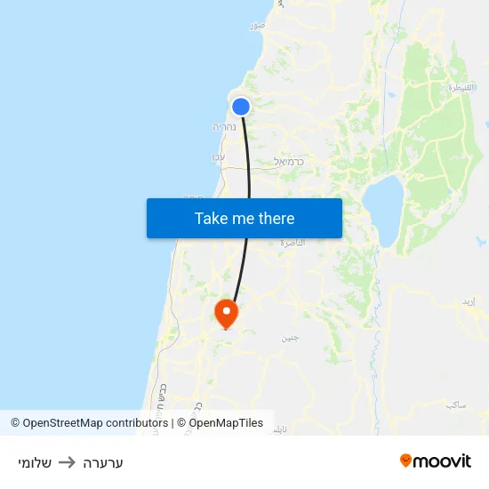 שלומי to ערערה map