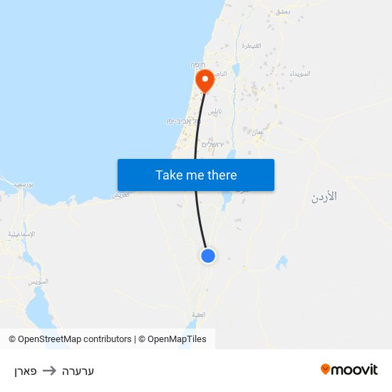 פארן to ערערה map