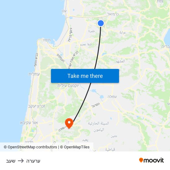 שעב to ערערה map