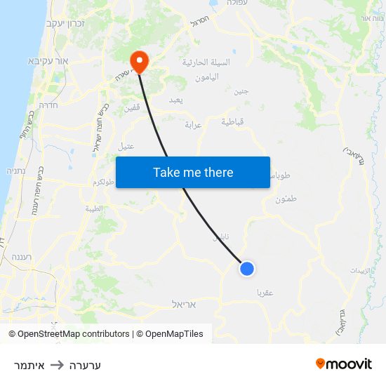 איתמר to ערערה map