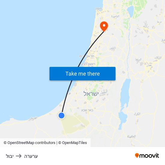 יבול to ערערה map