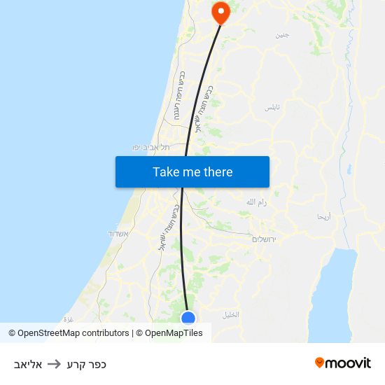 אליאב to כפר קרע map