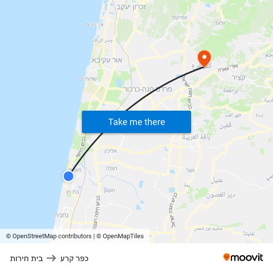 בית חירות to כפר קרע map