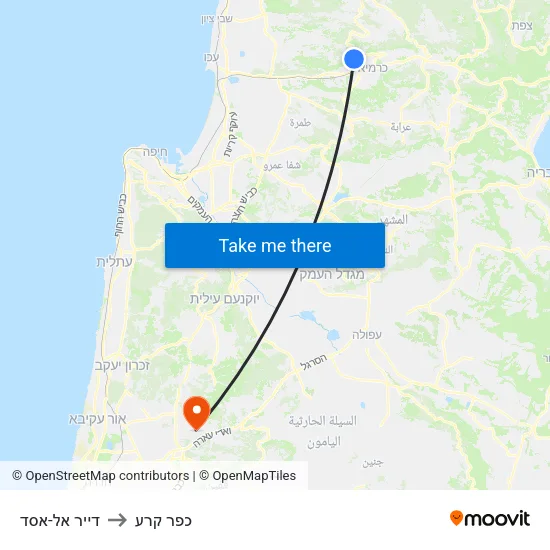 דייר אל-אסד to כפר קרע map