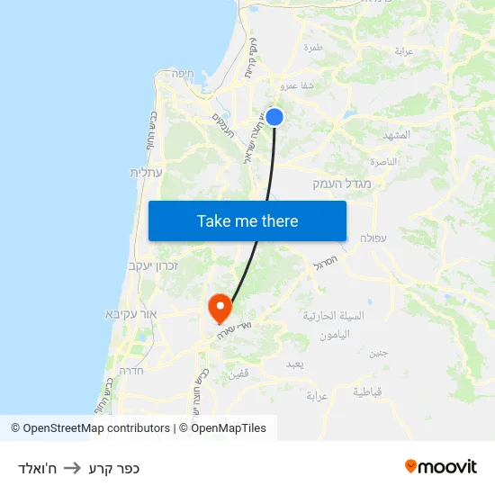 ח'ואלד to כפר קרע map