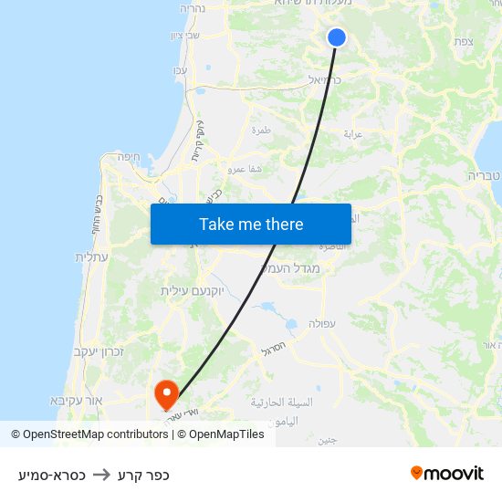 כסרא-סמיע to כפר קרע map