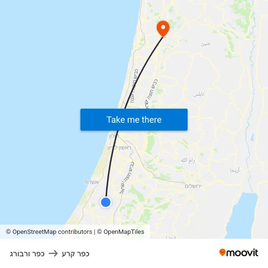 כפר ורבורג to כפר קרע map