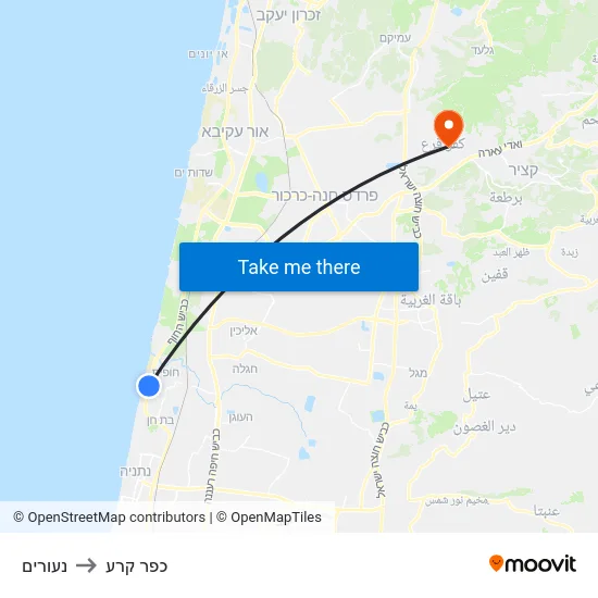 נעורים to כפר קרע map