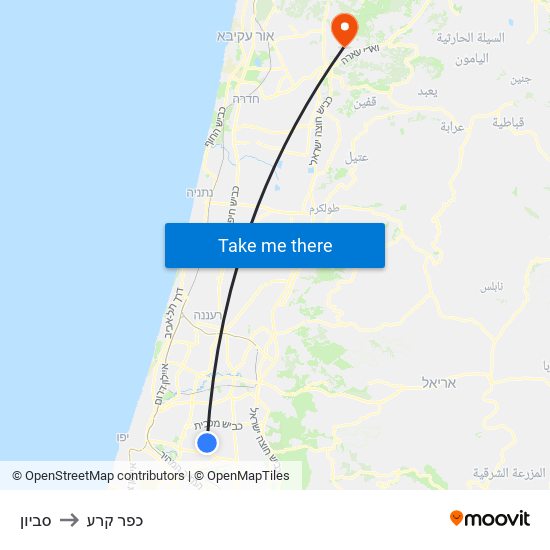 סביון to כפר קרע map