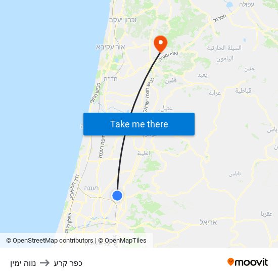 נווה ימין to כפר קרע map