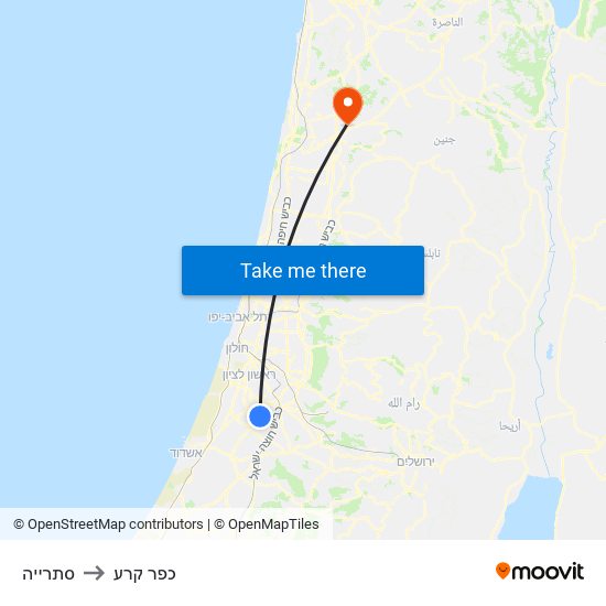 סתרייה to כפר קרע map